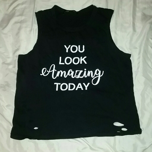 Distressed black tank top - Picture 2 of 2